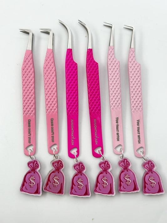 Motivational Pink collection 💰 fiber tip tweezer